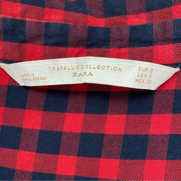 Zara Trafaluc Plaid Flannel Button Down Shirt Dress with Built-in Skirt Small - Picture 7 of 8